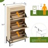 Shoe Cabinet with 3 Flip Drawers and Single Drawers - Hidden Wood Rattan Shoe Storage Cabinet - 2 of 4