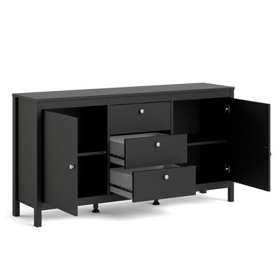 Madrid Black Matte 2 Door Sideboard with 3 Drawers