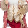 Season's Designs 24" Red and Gold Elegant Standing Santa Figurine with Ribbon Staff Christmas Decor for Indoor Use, Perfect for Mantel and Tabletop - 3 of 4