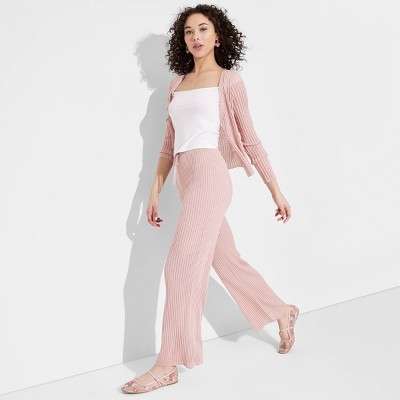 Women's Open Work Pointelle Wide Leg Pants - Wild Fable™