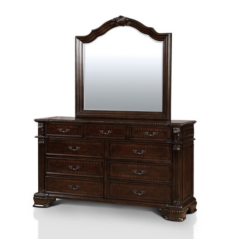 Alvaro Traditional Antique Inspired Dresser And Mirror Set Brown