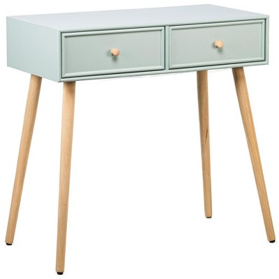 Nordlys 2-Drawer Wood and Natural Rattan Console Table Exotic Boho Living Room