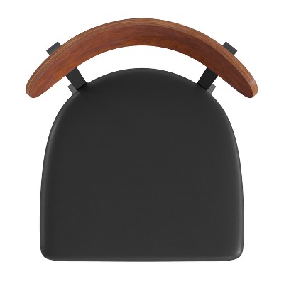 Wright Modern Commercial Black Steel Chair with Walnut Boomerang Back