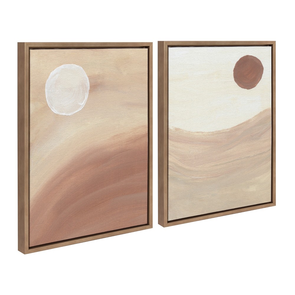 Photos - Other Decoration  18" x 24" Sylvie Sandy Moon Canvas by Mentoring Positives Gold - Kate & Laurel All Things Decor: Modern Wall Art,(Set of 2)