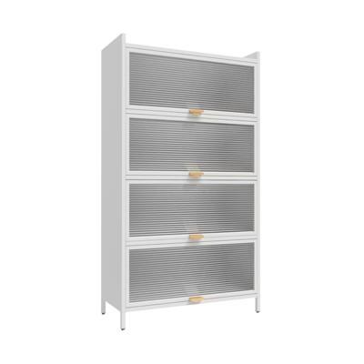 Fontoi Decorative Storage Cabinets, Kitchen Storage Cabinet with Dustproof, Dining Cabinet with Doors, White, 13.8"*31.5"*56.69"