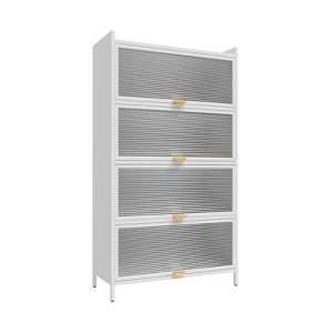 Fontoi Decorative Storage Cabinets, Kitchen Storage Cabinet with Dustproof, Dining Cabinet with Doors, White, 13.8"*31.5"*56.69" - 1 of 4