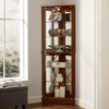 TiramisuBest Corner Curio Dispaly Cabinet with Lights, Adjustable Tempered Glass Shelves, Mirrored - 3 of 4