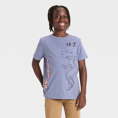 Boys' Dragon Ball-Z Front and Back Short Sleeve Graphic T-Shirt Blue