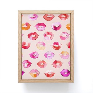 Ninola Design Sweet Pink Lips Framed Mini Art Print 4" (H) x 3" (W) x 1" (D) - Society6 - 1 of 3