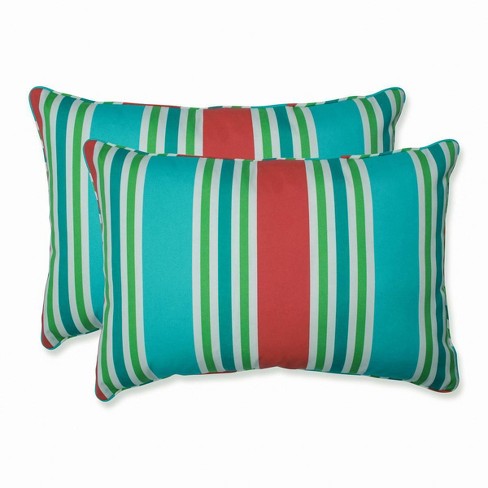 Aruba Stripe 2pc Outdoor Throw Pillows - Pillow Perfect - image 1 of 4