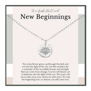 Hope Love Shine New Beginnings Gift for Women Inspirational Necklace Sterling Silver Gold Lotus 18" - 1 of 1