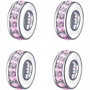 Sterling Silver Clear CZ Spacer Charm Bead for Bracelets - 1 of 4