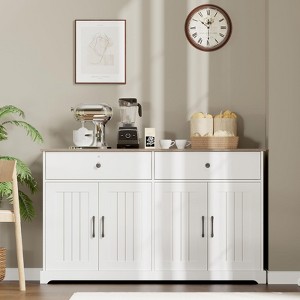 Buffet Sideboard Cabinet with Storages, 56" Large Modern Buffet Table Coffee Bar Station with Adjustable Shelves - 1 of 4