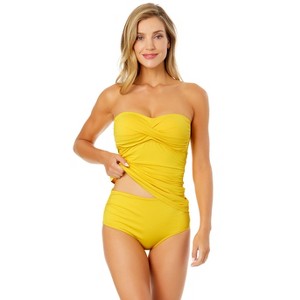 Women's Live In Color Twist Front Bandeaukini Swim Top - 1 of 4