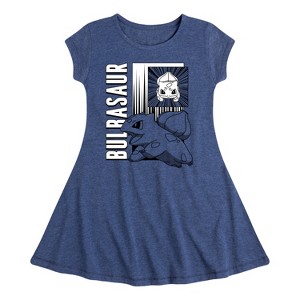 Girls' - Pokémon - Bulbasaur Anime Battle- Youth Girls Fit And Flare Dress Fit & Flair Cap Sleeve Dress - 1 of 3