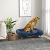 PawHut Dog Sofa, Raised Dog Couch with Comfortable Cushion, Pine Wood Legs, Foot Pads, Pet Sofa for Large-Sized Dogs Indoor Use, Dark Blue - 3 of 4