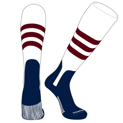 PEAR SOX OTC Baseball Softball Stirrup Socks (A, 7in) White, Cardinal, Navy (L)