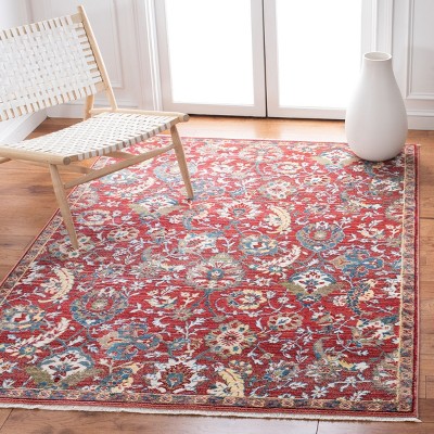 Rust and Ivory Synthetic Rectangular Area Rug, 5'1" x 7'5"