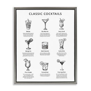 Stupell Industries Classic Cocktails Mixed Drinks Kitchen Bar Sign Chart Floating Frame Canvas Art, Gray, 25" x 31" - 1 of 4