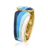 Ross-Simons Blue and White Enamel Ring in 18kt Gold Over Sterling - 3 of 4