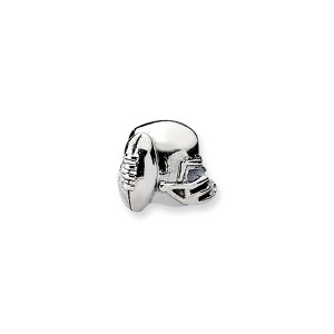 Black Bow Jewelry Sterling Silver Football Helmet Bead Charm - 1 of 2