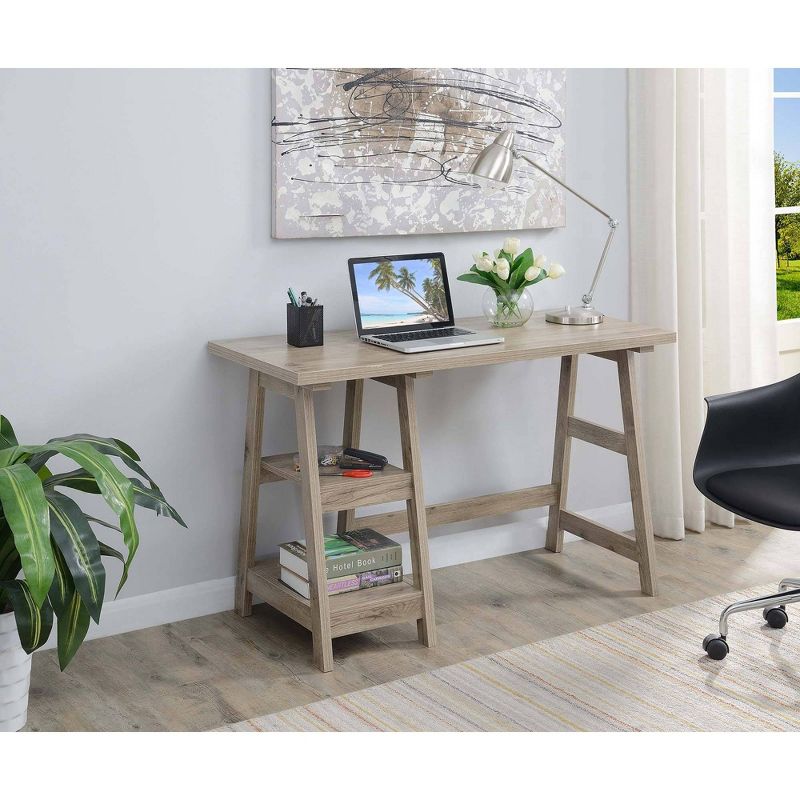 Breighton Home Trinity Trestle Style Desk with Built-In Shelves, 3 of 9