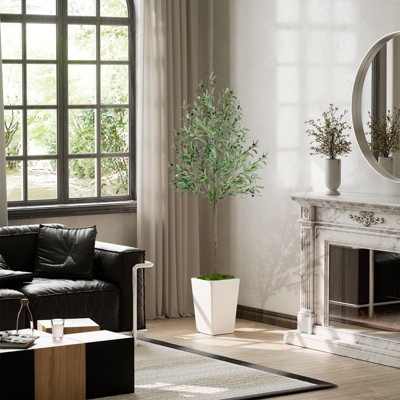 Artificial Olive Tree 5FT, Faux Olive Tree with Pot and Moss, Tall Artificial Plants Indoor