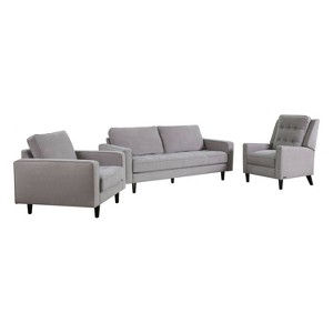 3pc Axel Mid Century Tufted Fabric Sofa Set Gray - Abbyson Living