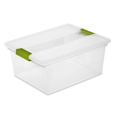 Sterilite Deep Clip Box Clear with Green Latches