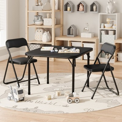 Whizmax Kids 3-Piece Folding Square Table and Chairs Set for Daycare and Classrooms, Children's Activity Table and Chairs Set