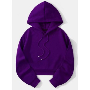 TIME HOLLOW Solid Drawstring Thermal Lined Hoodie - 1 of 3