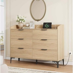 Nasitip 6-Drawer Dresser for Bedroom, 47.2in Wide Drawer Dresser-Wooden Closet Storage Chest for Living Room - 1 of 4