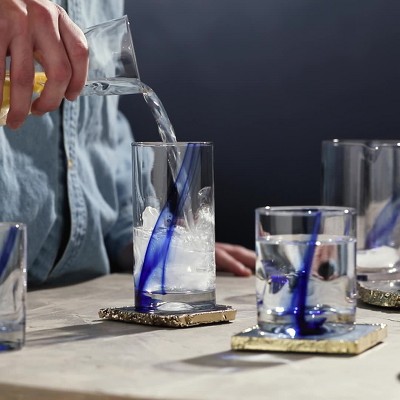 Libbey Blue Ribbon Impressions 16-Piece Tumbler and Rocks Glass Set
