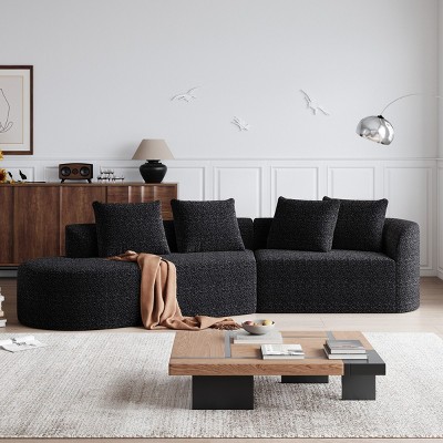 112" Modern Chenille Modular Sectional Sofa with 4 Pillows, Cloud-Style 4-Seat Oversize Couch for Living Room or Apartments - The Pop Home