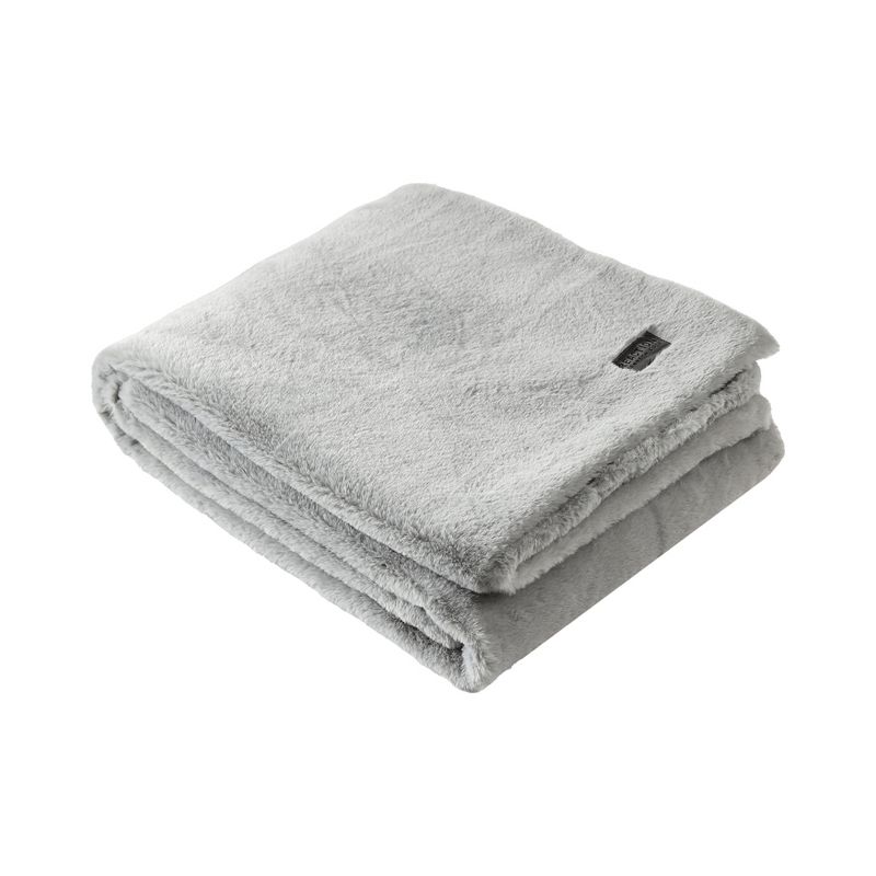 Kenneth Cole Reaction Faux Fur Throw Blanket Faux Fur (Solid -Grey)-50" X 60", 1 of 11