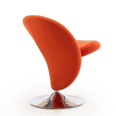 Curl Orange Wool and Metal Swivel Accent Chair
