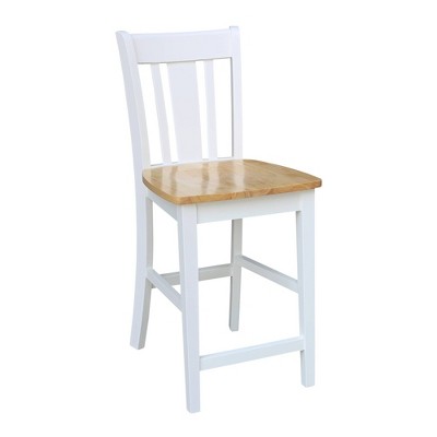 Elegant Dual-Tone Backless Counter Height Stool in White/Natural