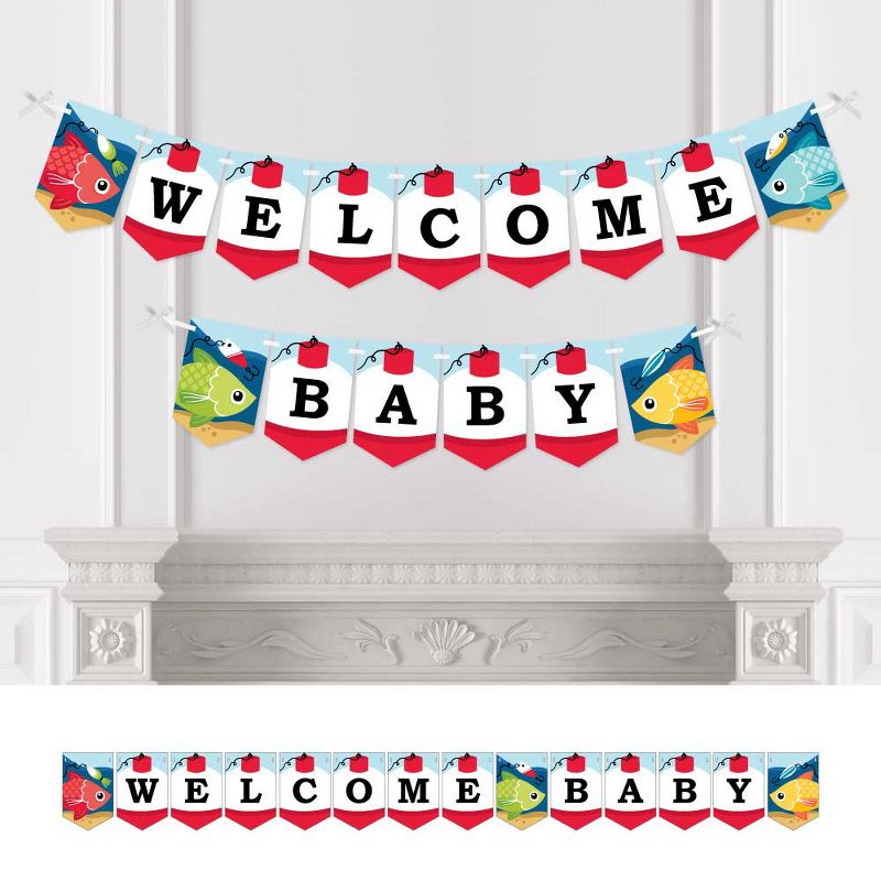 Big Dot of Happiness Let's Go Fishing - Fish Themed Baby Shower Bunting Banner - Party Decorations - Welcome Baby, 1 of 6