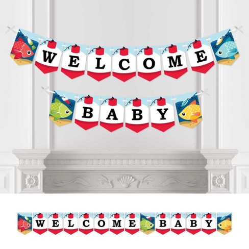 Big Dot of Happiness Let's Go Fishing - Fish Themed Baby Shower Bunting  Banner - Party Decorations - Welcome Baby