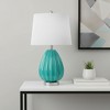 HomeRoots 23" Teal Blue And Silver Glass And Metal Novelty Table Lamp With White Drum Shade - 2 of 4