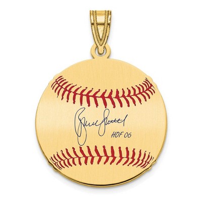 Black Bow Jewelry 14K Gold Plated Bruce Sutter Signature SM Enamel Baseball Pendant