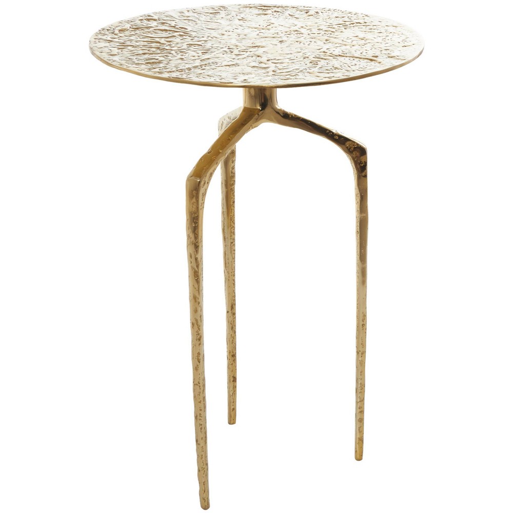 Olivia & May Aluminum Geometric Slim Textured Accent Table Gold