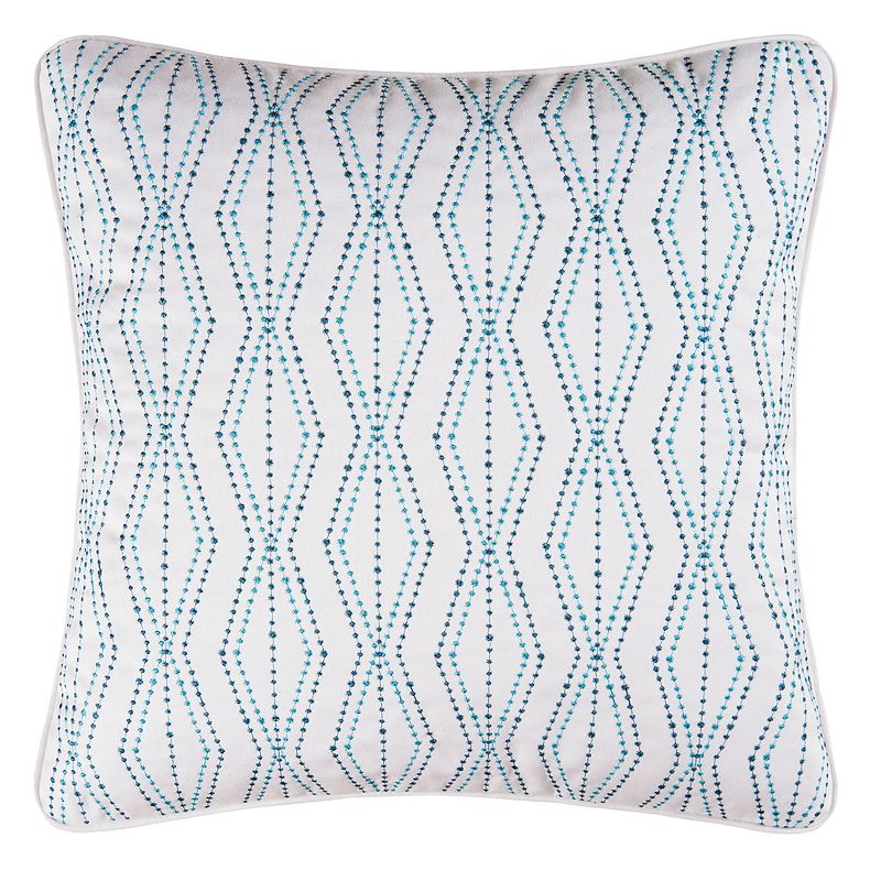 C&F Home 18" x 18" 2-Toned Teal Dots Embroidered Pillow, 1 of 5