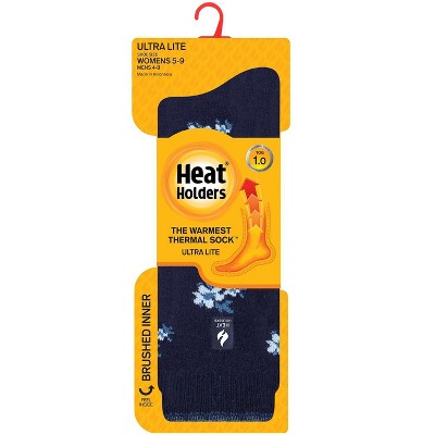 Heat Holders® Women's Floral ULTRA LITE™ Socks | Thermal Yarn | Lightweight Winter Socks Tight Fit Shoes | Warm + Soft, Hiking, Cabin, Cozy at Home Socks | 3X Warmer Than Cotton