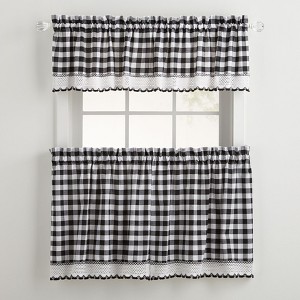 BrylaneHome Buffalo Check Tier Curtain Set, Valance Not Included - 1 of 2