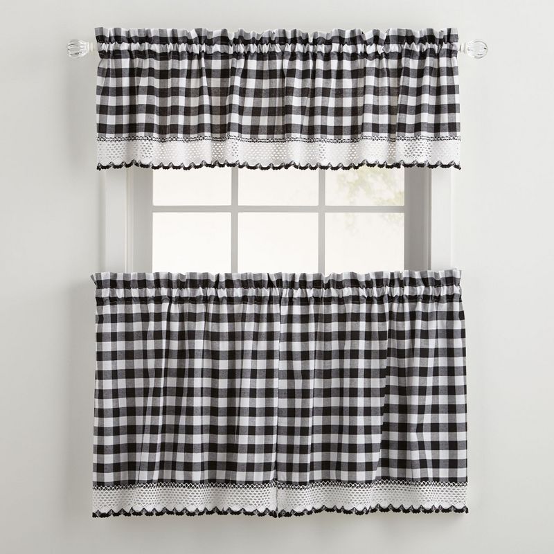 BrylaneHome Buffalo Check Tier Curtain Set, Valance Not Included Window Curtain, 1 of 2