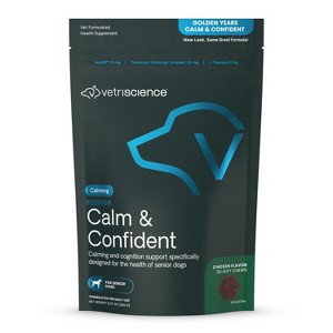 VetriScience Senior Calm & Confident Behavior Support Chew for Senior Dogs, Chicken Flavor, 60 Count Bag - 1 of 3