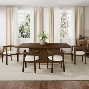 Christopher Knight Home Adriana Contemporary 7 Piece Rubberwood Upholstered Dining Set with Oversized Rectangular Table - 1 of 4