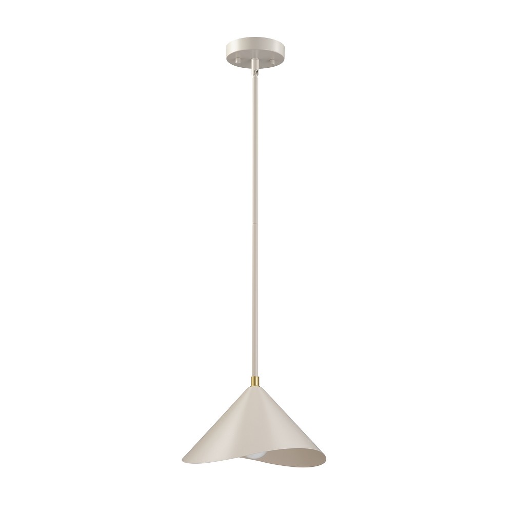 Globe Electric Matte Greige Pendant Light with Brass Accents
