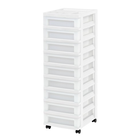 IRIS 9-Drawers Black Rolling Plastic Storage Drawer Cart 37.75-in H x  14.25-in W x 12.05-in D in the Storage Drawers department at